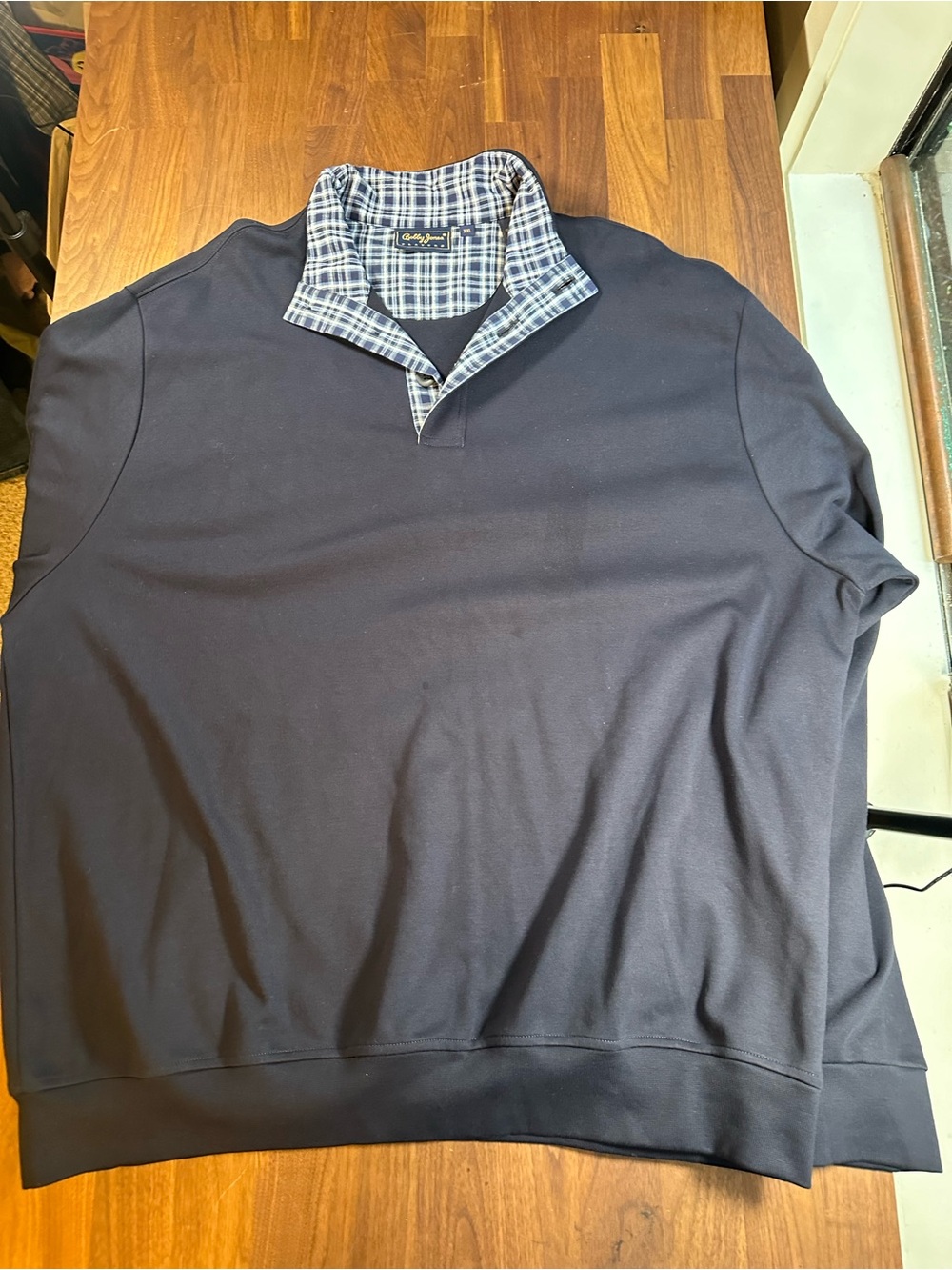 Bobby Jones Players Men’s XXL Navy Pullover Plaid Collar Golf Sweatshirt